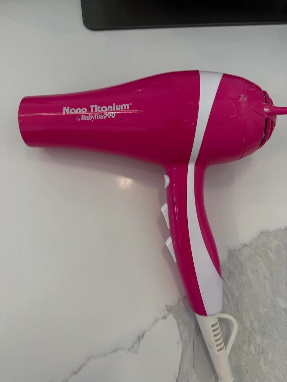BaByliss Pink and White Nano Titanium Hair Dryer